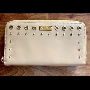 Badgley Mischka Fiona Wallet. Tan with gold studs